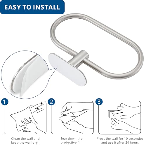 Toilet Paper Holder/Towel Ring Self Adhesive, Eolax No Drilling Brushed Nickel Bathroom Hardware Accessories, Stainless Steel Sticky Toilet Roll Hanger and Hand Towel Holder, 2 Pieces - color: Brushed Nickel