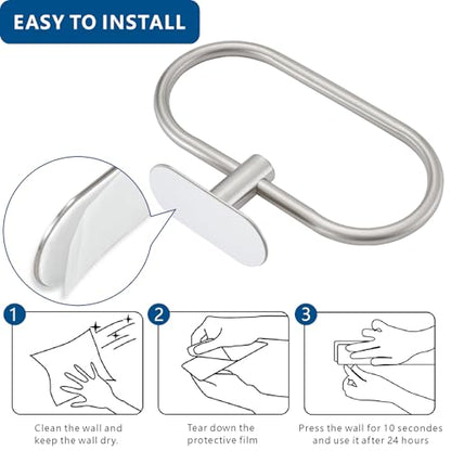 Toilet Paper Holder/Towel Ring Self Adhesive, Eolax No Drilling Brushed Nickel Bathroom Hardware Accessories, Stainless Steel Sticky Toilet Roll Hanger and Hand Towel Holder, 2 Pieces - color: Brushed Nickel