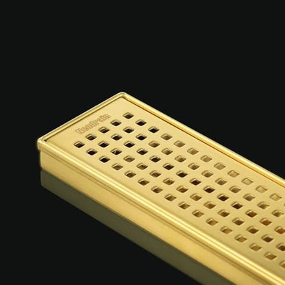 Neodrain 18" Linear Shower Drain, Gold 304 SS Bathroom Linear Drain,cUPC | Gold Shower Drain with Quadrato Grate& Adjustable Feet, Long Rectangle Shower Floor Drain in Bathroom, Balcony etc - color: Golden, size: 18 In