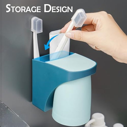 2 in 1 Toothbrush Holder,for Dad Mom and Son/Daughter in Bathroom | Storage Organizer ,Space Saving ,Father Mother and Son/Daughter, Suction cup - color: Rose Pink