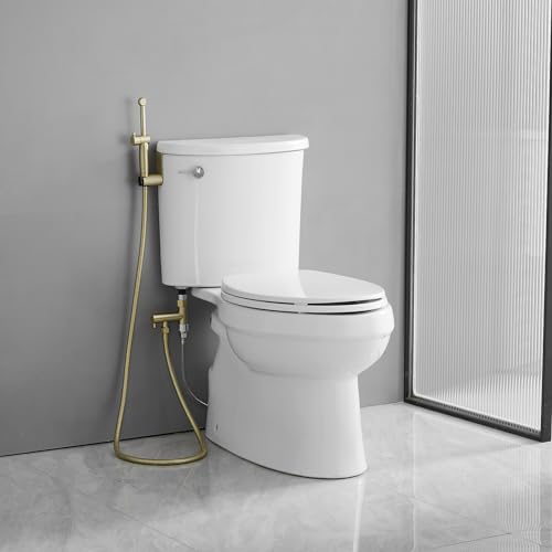 Brushed Gold Bidet Sprayer Set,Handheld Sprayer Set for Toilet | Adjustable Water Pressure,Solid Brass,Multi-use Sprayer for Feminine Care,Cloth Diaper & Pet Washing - color: Gold