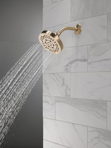 Delta 5-Setting Champagne Bronze Shower Head with High Pressure Spray, 6 Inch Round Shower Head, Showerheads, 1.75 GPM Flow Rate, Champagne Bronze 52535-CZ - color: Champagne Bronze