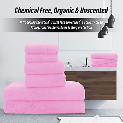 MOONQUEEN Ultra Soft Microfiber Coral Velvet Towel Set - Quick Drying - 2 Bath Towels, 2 Hand Towels, 2 Washcloths - Frozen Berry, 6 Pcs - color: Frozen Berry