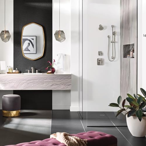 Moen Brushed Nickel Eco-Performance 5-Function Handheld Removable Shower Head, Adjustable 30-Inch Slide Bar and 69-Inch Long Hose, 3558EPBN - color: Brushed Nickel