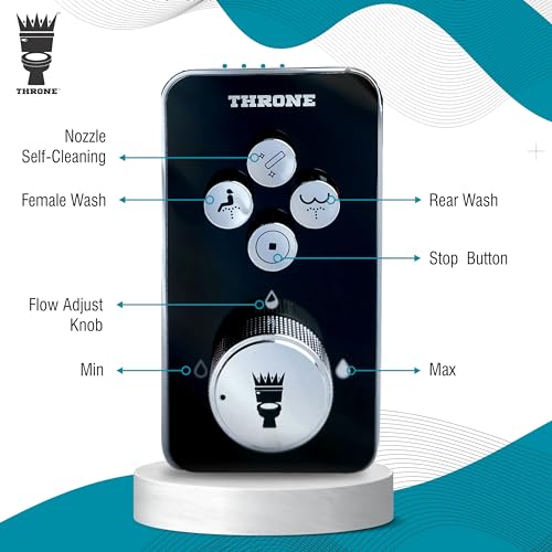 Throne Bidet Attachment for Toilet Seat USA Patented Easy Install (Black) | Non-Electric Self Cleaning Cold Water Sprayer Double Nozzle (Frontal & Rear Wash) Bathroom Bidet Toilet Seat Attachment - color: Black/Chrome