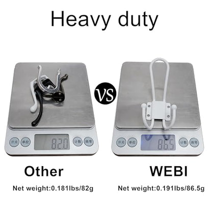WEBI Coat Hooks Wall Mount,5 mm Thick,10 Large Triple Hooks,Heavy Duty Metal Backpack Wall Hooks for Hanging Clothes,Robe,Towel,Closet,Farmhouse,Mudroom,White - color: White