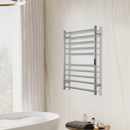 Electric Towel Rack with Voice Control for Alexa & Google Home,TUYA-Wall-Mounted Bathroom Heating Towel Warmer,Stainless Steel Material,31.5x20.08x4.41in,Plug-in,Brushed,10 Bars - color: Brushed With Wifi, size: 10 Bar