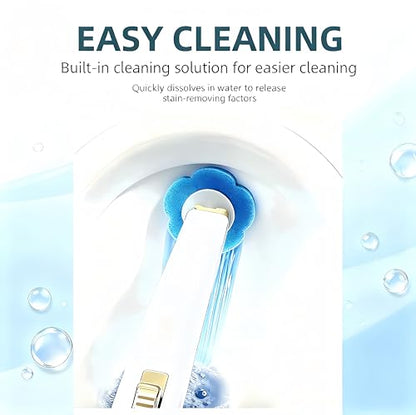 Disposable Toilet Brush and Base Set (Including 48 Replacement Heads and Base) - Wall-Mounted Design with Ergonomic Grip for Bathrooms, Toilets and RVs.