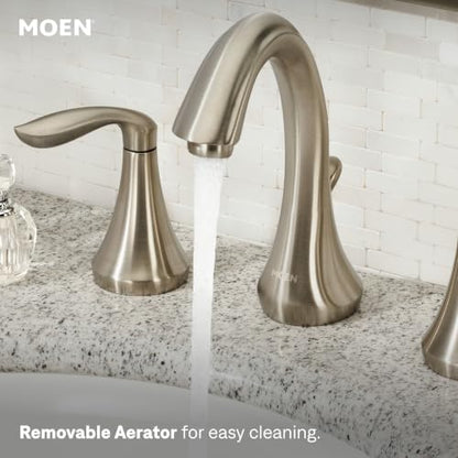 Moen Eva Brushed Nickel Two-Handle High Arc Widespread Bathroom Sink Faucet for 3-Hole Setups with Valve Included, TV6420BN - color: Brushed Nickel