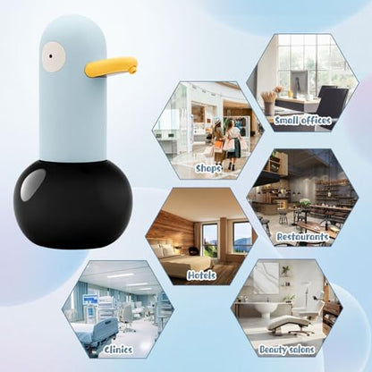 Automatic Foaming Soap Dispenser Duck Head Soap Dispenser | 2-Speed Adjustable Touchless Cute Foaming Hand Soap Dispenser for Bathroom Kitchen, USB Rechargeable, 13.5oz (Blue) - color: Blue