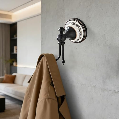 Black Towel Ring Clothes Hook Tissue Holder Three Piece Set, Bathroom Kitchen Antique Three Piece Set, Wall Mounted Bathroom and Kitchen Supplies YIGUANXIN - color: Black, size: Three-Piece Set