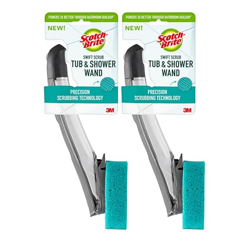 Scotch-Brite Scrub Tub & Shower Wand 2 Pack, Bathroom Cleaning Wands with Silicone Blade and Refillable Handle for Soap Scum Removal on Tubs, Showers, Glass Doors, Tile and Bathroom Walls - size: 2 Pack