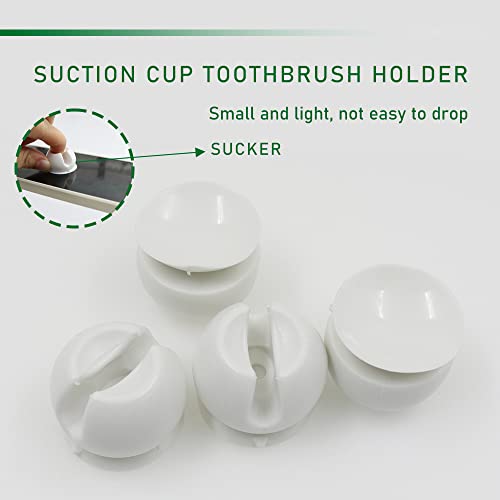 4-Piece Toothbrush Holder with Suction Cup, Wall-Mounted, White