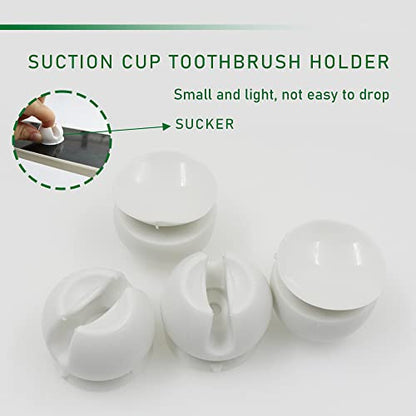 4-Piece Toothbrush Holder with Suction Cup, Wall-Mounted, White