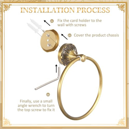 2 Pieces Set Antique Brass Toilet Paper Holder Retro Brass Hand Towel Ring Tissue Roll Paper Hanger Bathroom Hardware Wall Mounted Vintage Bathroom Accessories (with Cover) - style: with Cover