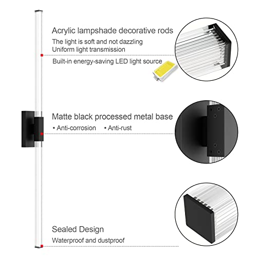 Ralbay 48inch Black Bathroom Vanity Lights Bar 36W Modern LED Matte Black Vanity Light Fixtures Over Mirror(5500K White Light) - color: Black, size: 48 inch