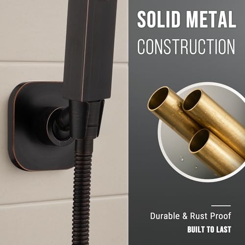 G-Promise Metal Handheld Shower Head Holder, No-Drill (Oil Rubbed Bronze) | Adhesive or Drilled Installation, Wide Adjustment Range Fits All Family Heights, Firmly Secure Showerhead, Easy to Install - color: Oil Rubbed Bronze