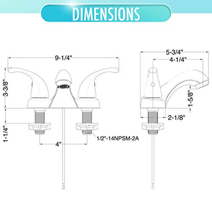 Two-Handle Centerset Bathroom Sink Faucet, Polished Brass | 1.2 GPM Flow, 3-Hole Install, Drip-Free Cartridge, Pop-Up Drain, WaterSense Certified, Double Handle Bathroom Sink Faucet - color: Polished Brass