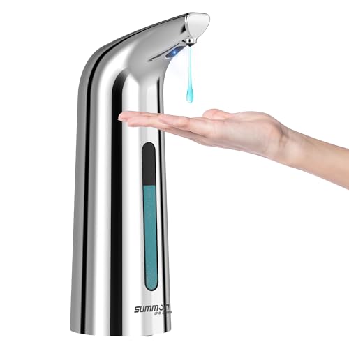 Automatic Liquid Soap Dispenser, 4-Level,13.5oz Touchless | Plastic,400ml Silver Electric Battery Operated Hand & Dish Countertop Soap Dispensers with Sensor for Bathroom,Kitchen Sink - color: Silver, style: Battery