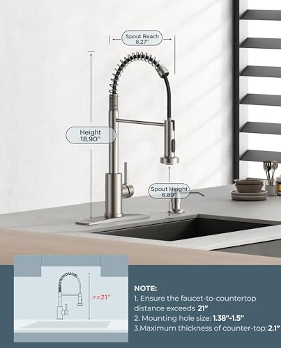 FORIOUS Kitchen Faucet Pull Down Sprayer, Classic High Arc, Brushed Nickel | Lead-Free Stainless Steel, Single Handle Commercial Spring Sink Faucet for Laundry Utility Room, Bar Outdoor Farmhouse Camper - color: Stainless Steel