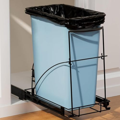 Pull Out Trash Can Under Cabinet, Heavy Duty Under Sink Organizer, Black | Holds 35-40 Qt Can, Smooth Ball-Bearing Slide, Up 100 Lbs Capacity, Requires 13"W X 18"D Cabinet Opening, Can Not Included