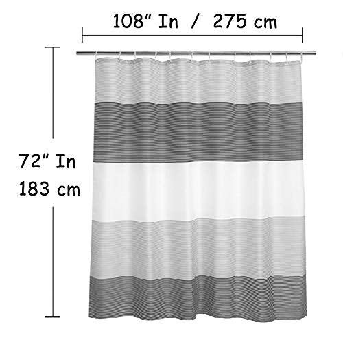 Extra Wide Shower Curtain Mens Bathroom Black and Gray, Wrap Around Microfiber Cloth Fabric 18 Hooks,108" W×72" H Inch - color: Blackgrey, size: 108"W x 72"L (Pack of 1)