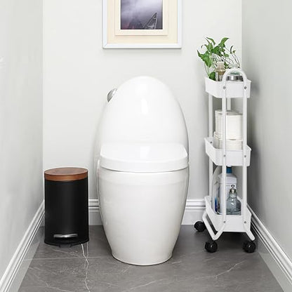 SunnyPoint Slim Rolling Storage Cart, 3 Tier Bathroom Storage Organizer Bathroom, Laundry Utility Cart (White) - color: White