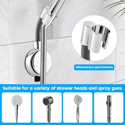 Suction Cup Shower Head Holder Handheld, 720° Adjustable Shower Holder Wall Mount, Rustproof Showerhead Bracket Bathroom Accessories No Drill Easy to Install