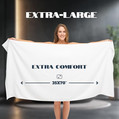 White Classic Luxury Bath Sheets Towels for Adults Extra Large 35x70 Inch - 700 GSM Turkish Cotton, Highly Absorbent | Hotel Collection | 2 Pack - color: 01: White