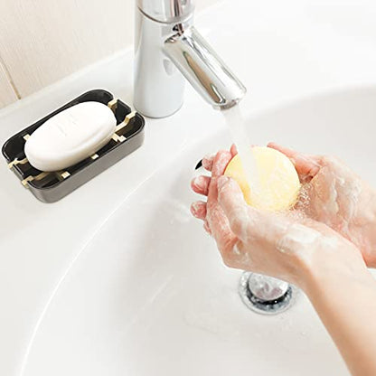 Soap Dishes for Bar Soap,2 Pack Environmentally-Friendly Bathroom Soap Dishes (Removable),2Pcs/Set Bamboo Soap Dishes Holder,Black - color: 2pcs-black