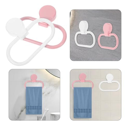 Zerodeko 2pcs Adhesive Towel Ring Hand Towel Holder for Bathroom and Kitchen Self Adhesive Plastic Rustic Wall-Mounted Space-Saving Organizer