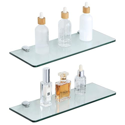 SAYAYO Floating Glass Shelves for Bathroom, Tempered Glass Shelf for Wall 15 x 5 Inch 2 Pack, Clear - color: Clear
