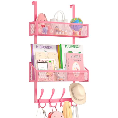 Kaiferty Over The Door Hooks Organizer, Coat Rack Over The Door Storage Hanger Towel Rack, Back of Door Storage Organizer for Bathroom,Bedroom,Kitchen,Office (Pink, 3-Tier) - color: Pink, size: 3-Tier