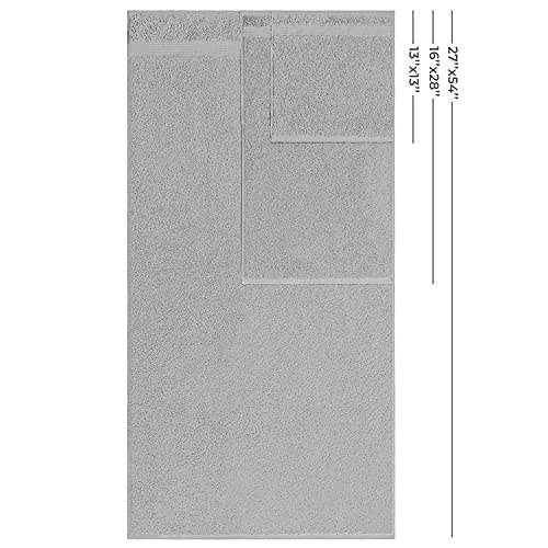 American Veteran Towel, 100% Cotton Turkish 6 Piece Towel Set, Luxury Towels Set of 6 for Bathroom Essentials, 2 Bath Towel 2 Hand Towel 2 Washcloth, Light Grey - color: Light Grey, size: XL 6PC