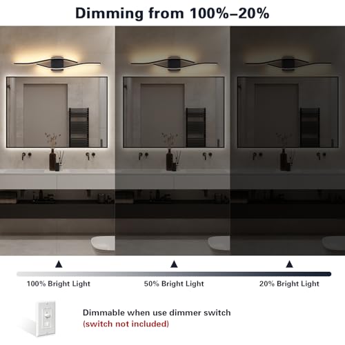 Joossnwell Vanity Light Modern Bathroom Lighting Fixture Over Mirror Black | 31.5 Inch Vanity Light Bar Dimmable 5CCT Vanity Lighting Led Bath Wall Lamp - color: Black, size: 31.5 inch long