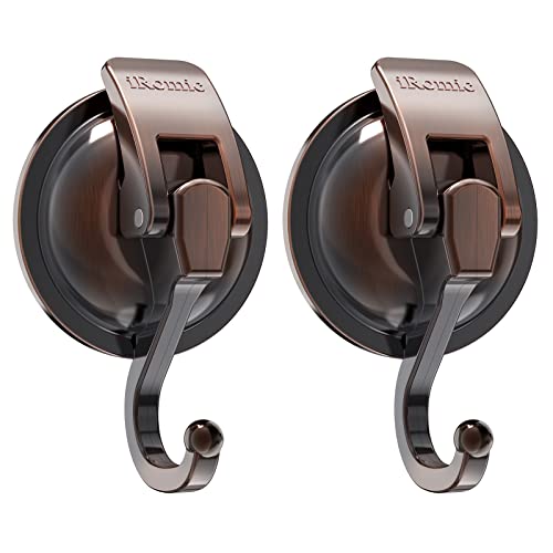 Heavy Duty Vacuum Suction Cup Hooks (2Pack) for Shower,Glass Window,Kitchen&Bathroom&Restroom Organization,Red Bronze - color: Red Bronze