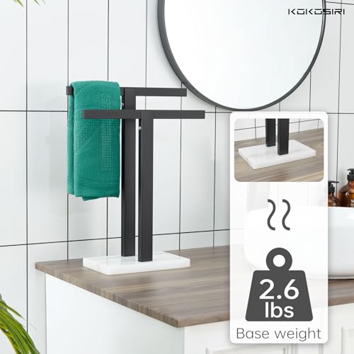 KOKOSIRI Hand Towel Bars Matte Black Towel Racks with Marble Base for Bathroom Kitchen Vanity Countertop, Stainless Steel 15.7'' Height THS0001-SM-BK - color: Matte Black, size: 2-Bar