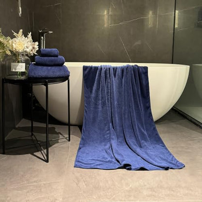 Oversized Bath Towels Extra Large 40x80 Inches Bath Sheets for Adults Super Soft Quick Dry Highly Absobent Microfiber Shower Towels (6 Piece,Navy Blue) - color: Navy Blue 6 Piece, size: 6 Piece