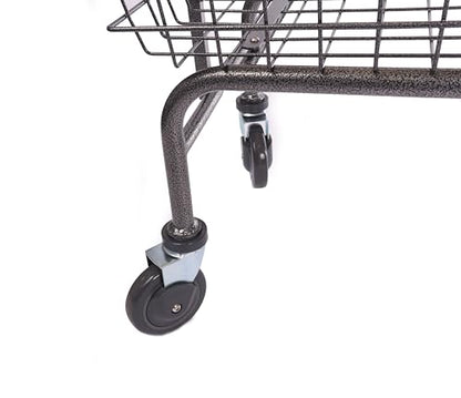 Heavy Duty Uhandle Laundry Cart with 5" Wheel (Charcoal Grey Pole Rack) - color: Charcoal Grey Pole Rack