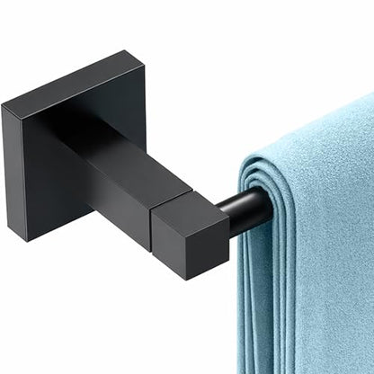 RUACQ Towel Bar, 9" Towel Racks for Bathroom Wall Mounted, Matte Black | Hand Towel Holder, Total Length 10.8 Inch Single Towel Rod, 304 Stainless Steel, Rustproof, Square Base, Heavy Duty, Modern - color: Matte Black, size: 9 inch(Center to Center) Singl