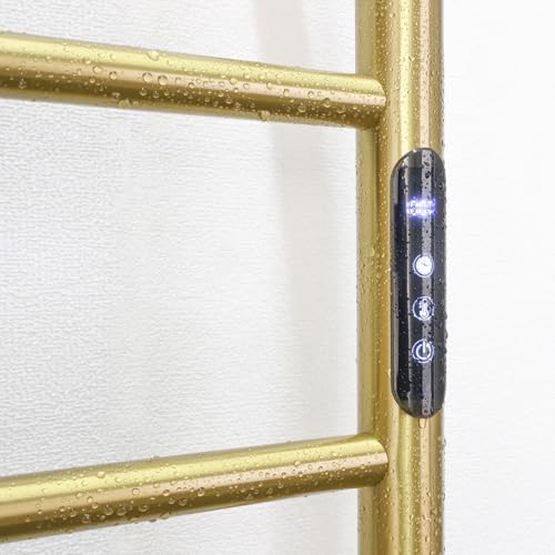 Luxury 8 Bars Heated Towel Racks for Bathroom, Wall Mounted Electric Towel Warmer Racks with Timer & Temperature Control, Plug-in/Hardwired Heated Towel Drying Rack (Brushed Gold, 8 Bars) - color: Brushed Gold, size: 8 Bars