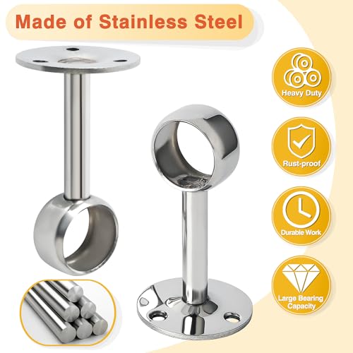 Alise Curtain Rod Holder Bracket 1''Dia,Closet Rod Holders Wall Mount,4Pcs | Ceiling Mounted Curtain Rod Flange Brackets,Ceiling Curtain Rods Brackets,for Bathroom Curtain,Stainless Steel,Chrome Finish - color: Chrome Finish, size: 25mm/1-Inch Dia.