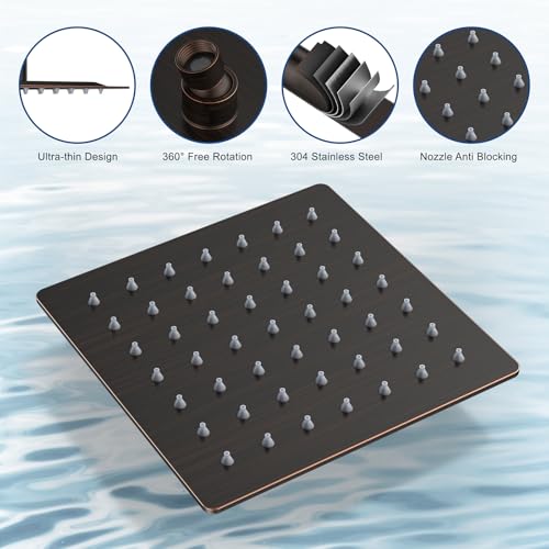 Rain Shower System 12" & 6" Dual Shower Heads, Wall Mount Shower Faucet Set | Ideal for bathroom remodels and upgrades with 12" rain shower, 6" angled shower, handheld spray and complete valve kit. - color: Oil Rubbed Bronze, size: Wall Mounted - 12"+6" S