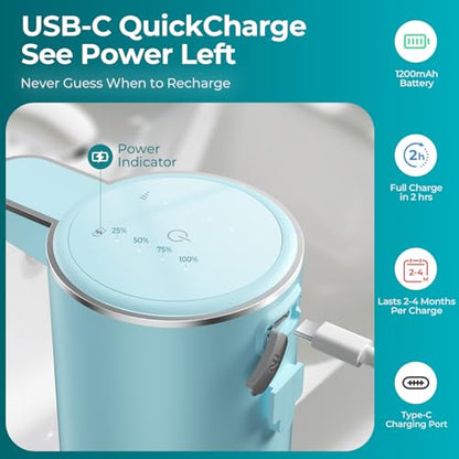 P11 Seafoam Green Automatic Foaming Soap Dispenser, Touchless Sensor for Aesthetic Bathroom Decor, 4-Level Adjustable, USB-C Rechargeable 380ml, Wall Mounted or Countertop for Kitchen and Bathroom