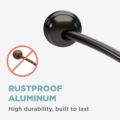 Zenna Home No Drill Curved Shower Curtain Rod, 32 - 40 Inches Adjustable Shower Rod for Small Tubs or Showers, Easy Install, Choice of No Drilling Tension or Wall Mount, Rustproof, Bronze