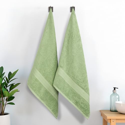 SUPERIOR Eco-Friendly Cotton Lightweight Bath Sheets, for Bath, Shower, Pool, Quick Dry Home Essentials, Sustainable Towels, 2 Pack Oversized Towels, Includes 2 Bath Sheets, 34" x 68", Terrace Green - color: Terrace Green