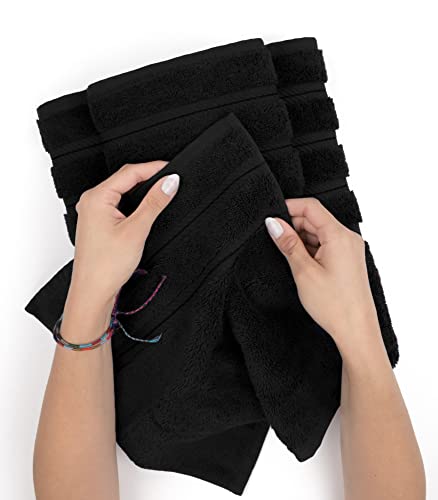 American Soft Linen 100% Cotton Luxury Turkish Towels, 6 Piece Towel Set | Soft Absorbent Quick Dry OEKO Tex Standard 100 Certificated Durable Machine Washable Premium Hotel Quality - color: Black, size: (27"x54") + (16"x28") + (13"x13")