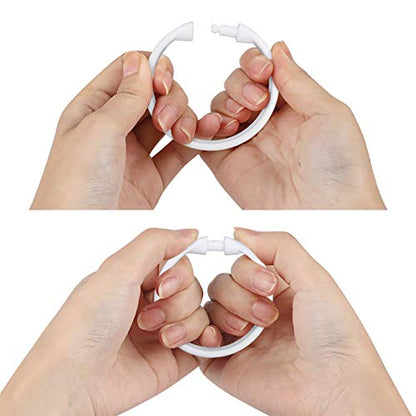 Shower Curtain Rings-12 Pack- Plastic Shower Curtain Hooks O-Shaped Rings Hook Glide Easily on Bathroom Shower Rod(White)