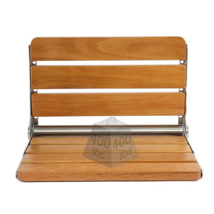 Dyna-Living Folding Shower Seat Wall Mounted Fold Down Shower Seat 400 lbs Load-Bearing Shower Bench Seat Wall Mounted Shower Chair Foldable Wooden Shower Seat for Inside Shower for Elderly