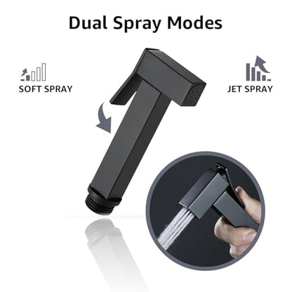 Handheld Bidet Sprayer for Toilet, Cloth Diaper Sprayer with Wall Mounts (ABS) and Hand Held Bidet Bathroom Hose (Stainless Steel), Jet Spray for Toilet, Muslim Shower, Easy to Install (Black) - color: Black